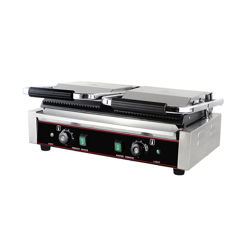 Stainless Steel Commercial Electric Double Plates Panini Grill Kitchen Machine